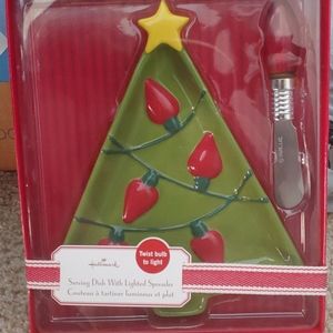 Christmas tree serving dish & lighted spreader